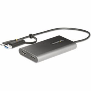 StarTech.com USB-C to Dual-HDMI Adapter - USB-C or a to 2x HDMI - 4K 60Hz - 100W Power Delivery Pass-Through - 1ft (30cm) Built-in Cable - USB to HDMI