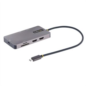 StarTech.com USB C Multiport Adapter Dual HDMI Video 4K 60Hz 2Pt 5Gbps USB-a Hub 100W Power Delivery Pass-Through/GbE/SD/MicroSD 12"/30cm Cable Travel
