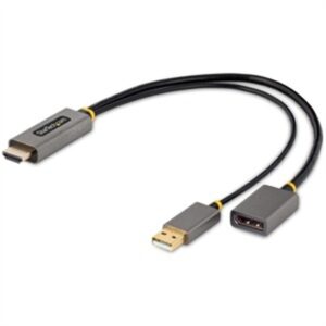 StarTech.com 1ft (30cm) HDMI to DisplayPort Adapter Cable Active 4K 60Hz HDMI 2.0 to DP 1.2 Converter HDR USB Bus Powered HDMI Source to DisplayPort M