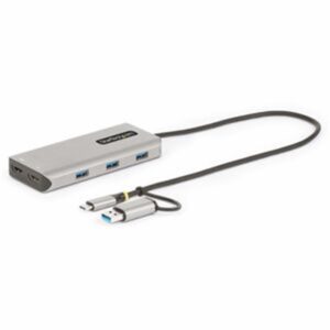 StarTech.com USB-C Multiport Adapter W/Attached USB-C to USB-a Dongle Dual HDMI (4K30Hz/1080p60Hz) 3x USB-a 5Gbps Mini Travel Dock Laptop Docking Stat