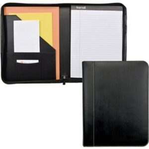 Samsill Contrast Stitch Leather Portfolio Case, Black (71720)