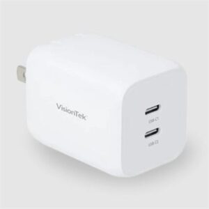 VisionTek 65W GaN II Power Adapter with 2 Output Connectors - White