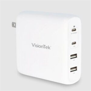 VisionTek 100W GaN II Power Adapter with 2 Output Connectors - White