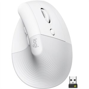 Logitech Lift Vertical Wireless Ergonomic Mouse with MX Palm Rest and 4-Port USB 3.0 Hub in White/Gray