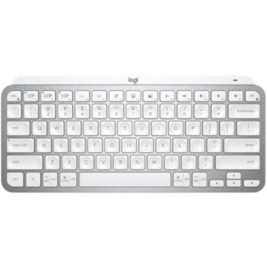 Logitech MX Keys Mini Minimalist Wireless Illuminated Keyboard Bundle with Palm Rest and 4-Port USB in White