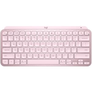 Logitech MX Keys Mini Minimalist Wireless Illuminated Keyboard with Palm Rest and USB 3.0 Hub in Rose