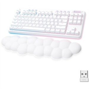 Logitech G Aurora Collection G715 Bluetooth Backlit Mechanical GX Blue Clicky Gaming Keyboard - White Mist
