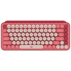 Logitech POP Keys Wireless Mechanical Keyboard with Custom Emoji Keys (Heartbreaker Rose) Bundle