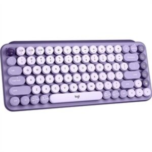 Logitech Pop Keys Wireless Mechanical Keyboard with Emoji Keys (Cosmos) W/Wireless Mouse & Desk Mat in Purple