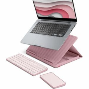 Logitech CASA POP-up DESK in Bohemian Blush with Lightweight Noise Canceling Headphones (Rose)