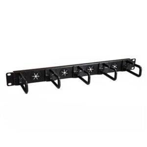StarTech.com 1U 19" Cable Management Organizer - D Ring Hook Network/Server Rack Cord Manager - Data Center Horizontal Wire Panel with Passthrough Hol