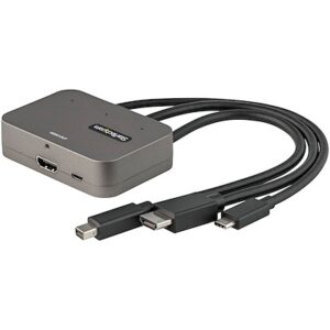 StarTech.com 3-in-1 Multiport to HDMI Adapter - 4K 60Hz USB-C HDMI or Mini DisplayPort to HDMI Converter for Conference Room - Digital AV Video Adapte