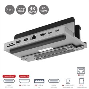 CE-MTDK21-S1 AC USB-C Laptop Stand with 4K Multitask Docking Station