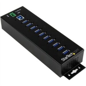 StarTech.com 10-Port USB 3.0 Hub with Power Adapter - Metal Industrial USB-a Hub with ESD & 350W Surge Protection - Din/Wall/Desk Mountable - High Spe