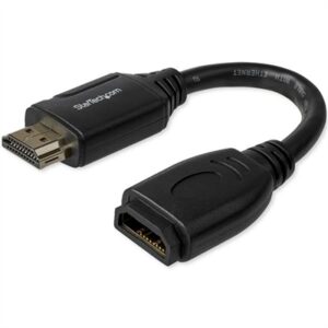 StarTech.com 6" (15cm) HDMI Port Saver Cable - 4K 60Hz High Speed HDMI 2.0 Extension Cable with Ethernet - Short HDMI Extension Cable - HDMI Male to F