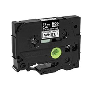 Hges2315Pk 12Mm -0.47 Black on White Hge Tape with Extra Strength Adhesive 8M -26.2