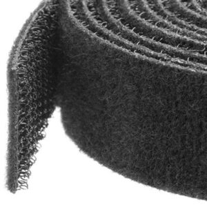 StarTech.com 25ft Hook and Loop Roll - Cut-to-Size Reusable Cable Ties - Bulk Industrial Wire Fastener Tape /Adjustable Fabric Wraps Black / Resuable