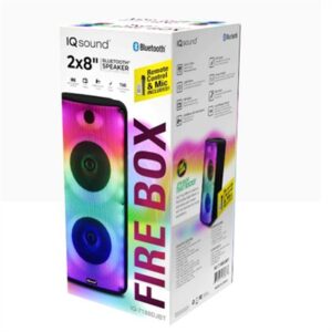 Supersonic IQ-7188DJBT 2 X 8' Bluetooth Speaker FIRE BOX with FM Radio and Remote Control (IQ-7188DJBT) Black