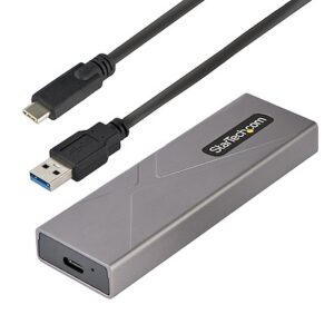 StarTech.com USB-C 10Gbps to M.2 NVMe or M.2 SATA SSD Enclosure - Tool-free External M.2 PCIe/SATA NGFF SSD Aluminum Case - USB Type-C&a Host Cables -