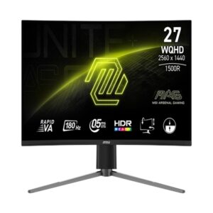 MSI MAG27CQ6PF, 27-inch QHD 2560 X 1440 Computer Monitor, 180Hz, HDMI, 0.5ms, Black