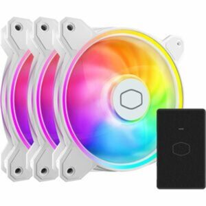 Cooler Master MasterFan MF120 Halo² White 3in1 PC Case Liquid Cooler Air Cooler Fan, Dual Loop Gen 2 ARGB LEDs Rings, Dynamic PWM 120mm 2,050 RPM,.