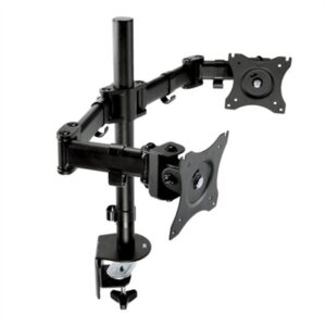 3M Dual Monitor Mount, for 27" Monitors, 360 Degree Rotation, +45 Degree/-45 Degree Tilt, 90 Degree Pan, Black, Supports 20 L