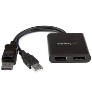 StarTech.com 2-Port Multi Monitor Adapter - DisplayPort 1.2 MST Hub - Dual 4K 30Hz or 1080p - USB Bus Powered - Video Splitter for Extended Desktop Mo