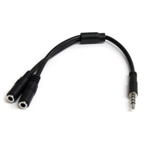 StarTech.com Headset Adapter for Headsets with Separate Headphone / Microphone Plugs - 3.5mm 4 Position to 2x 3 Position 3.5mm M/F Black 3.5 Mm 2 X 3.