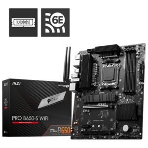 MSI PRO B650-S WIFI AM5 AMD B650 Ryzen 7000 DDR5 PCI-E X16 Slot Wi-Fi 6E Bluetooth SATA 6Gb/s ATX Motherboard