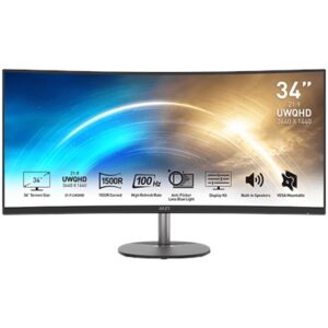 MSI PRO MP341CQ 34" 21:9 UWQHD 100Hz Curved VA LCD HDR Monitor, Matte Black