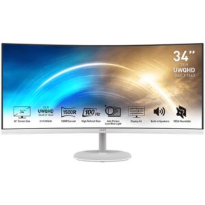 MSI Pro 34" QHD 100Hz 1ms GTG Curved VA LED FreeSync Gaming Monitor (MP341CQW) - White