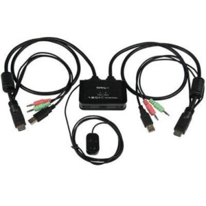StarTech.com 2 Port USB HDMI Cable KVM Switch with Audio and Remote Switch USB Powered