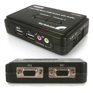 StarTech.com 2 Port Black USB KVM Switch Kit with Audio and Cables