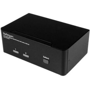 StarTech.com 2-Port DisplayPort Dual-Monitor KVM Switch - 4K 60Hz 3840 X 2160 Pixels 4K Ultra HD Black