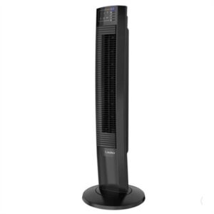 LASKO Wind Tower 36 Oscillating Black Tower Fan with Timer Nighttime Mode and Remote Control