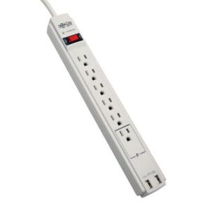 Tripp Lite TLP606USB 990 Joules 6-Outlet Surge Protector, 2x USB, Gray Housing