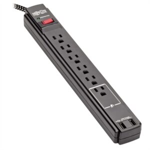 Safe-IT Surge Protector 6-Outlet 2 USB Ports Antimicrobial 10ft Cord