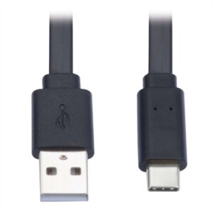 Tripp Lite USB-a to USB-C Flat Cable (M/M), Black, 3 Ft. (0.9 M) - First End: 1 X Type a Male USB - Second End: 1 X Type C Male USB - 480 Mbit/s - Nic