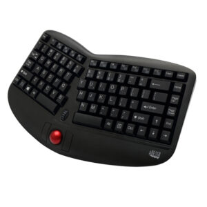 Adesso WKB-3150UB 2.4-GHz Wireless TruForm Ergonomic Computer Keyboard with Trackball, for Windows, Mini