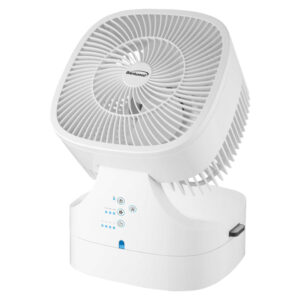Brentwood F-900RW 8-In. Portable Oscillating High-Velocity Air-Circulator Desktop Fan with Remote, Timer, 3 Speeds, 25 CFM, 90deg Tilting Head, 58-In. Cord