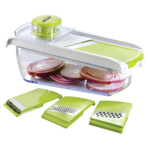 Brentwood KA-5040G Mandolin Slicer with 5-Cup Storage Container and 4 Interchangeable Stainless Steel Blades