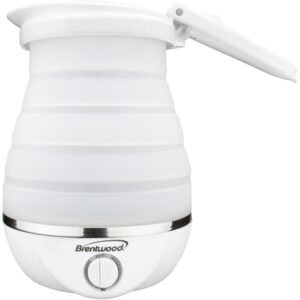 Brentwood KT-1508W 3.38-Cup Dual-Voltage Collapsible Travel Kettle (White)