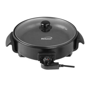 Brentwood SK-67BK 12-In. 1,400-Watt Round Nonstick Electric Skillet with Vented Glass Lid
