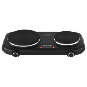 Brentwood TS-332BK Double-Cast-Iron 1,100-Watt Countertop Electric Burner Hot Plate with Temperature Control and Power Indicator Light, Black