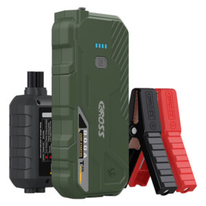 CAROSS T36G T36 Portable Car Jump Starter and USB Power Bank with 800-Amp Peak, Advanced Protection Jumper Clamps, LED Light, and QC Fast Charger (Green)