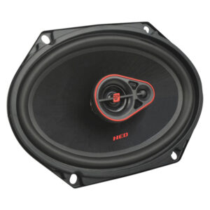 Cerwin-Vega Mobile H7683 H7683 6-In. x 8-In. 3-Way HED Series Full-Range Car Coaxial Speaker, 360 Watts Max, 4 Ohms, Stamped Steel Frame, Red and Black, Pair