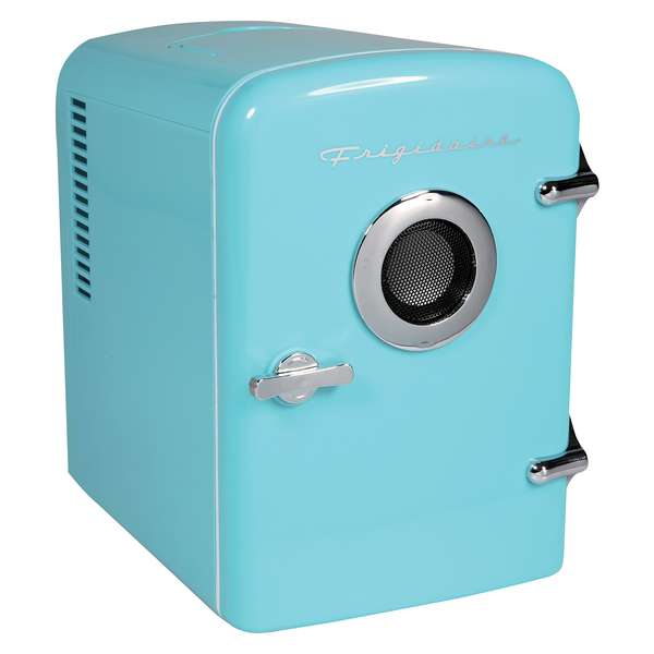 Frigidaire EFMIS151-BLUE 6-Can Retro Portable Beverage Refrigerator with Bluetooth Speaker (Blue)