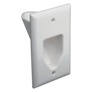 DataComm Electronics 45-0001-UWH Recessed Low-Voltage Cable Plate, Ultra White (1-Gang)