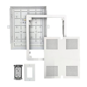 DataComm Electronics 45-8011-1P-MAG Connected Media Box with Duplex Power Receptacle and Magnetic Cover