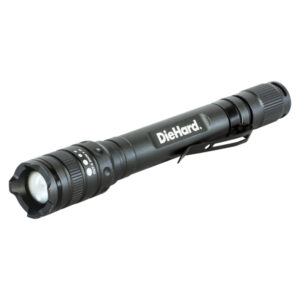 DieHard 41-6648 LED 180-Lumen Aluminum Flashlight with 3 Modes, Twist Focus, Impact/Water-Resistant, Battery Powered, Pocket Clip, up to 229-Ft. Beam